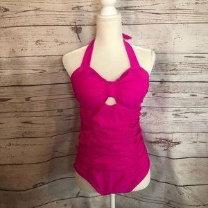 One piece swimsuit hot pink